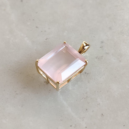 Natural Rose Quartz Pendant, 14K Solid Gold Rose Quartz Pendant, Solid Gold Octagon Pendant Necklace, January Birthstone, Christmas Gift,