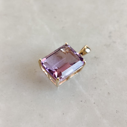 Natural Pink Amethyst Pendant, 14K Solid Gold Pink Amethyst Pendant, Solid Gold Octagon Pendant, February Birthstone, Pink Amethyst Jewelry