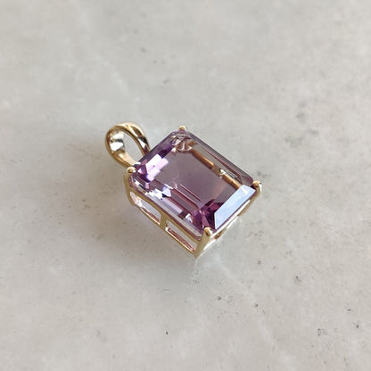 Natural Pink Amethyst Pendant, 14K Solid Gold Pink Amethyst Pendant, Solid Gold Octagon Pendant, February Birthstone, Pink Amethyst Jewelry