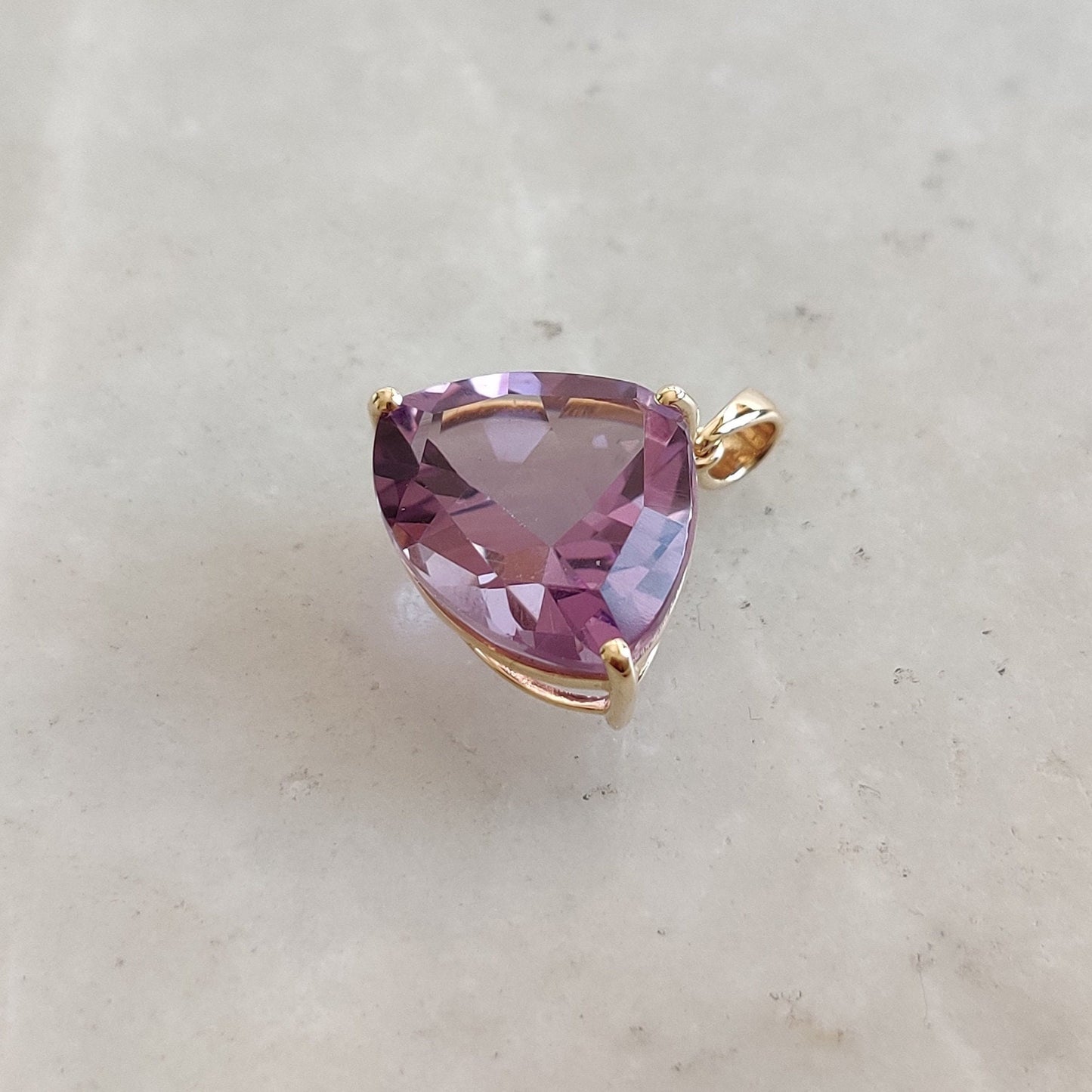 Colgante de amatista violeta natural, colgante de amatista violeta de oro amarillo macizo de 14 quilates, piedra natal de febrero, regalo de Navidad, joyería de amatista