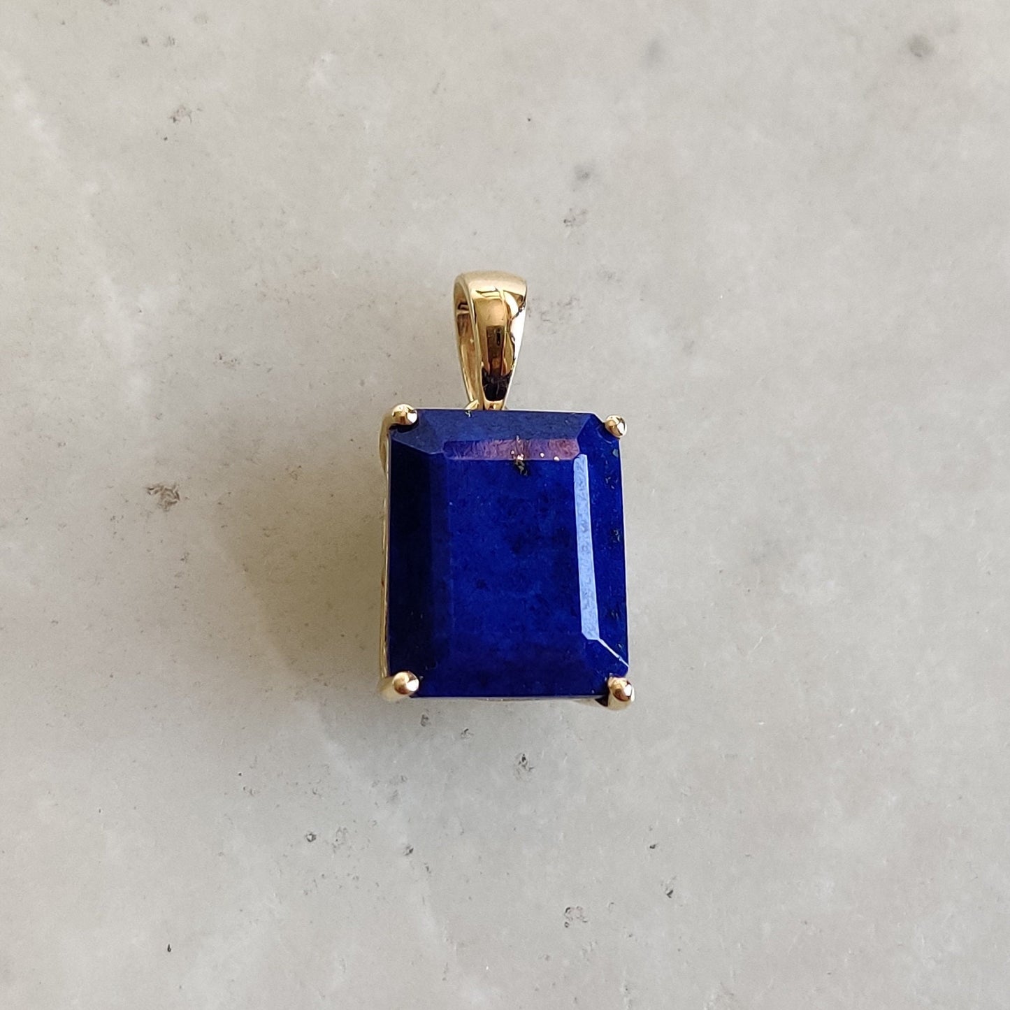 Natural Lapis Lazuli Pendant, 14K Yellow Gold Lapis Lazuli Pendant, Solid Gold Pendant Necklace, September Birthstone, Christmas Gift