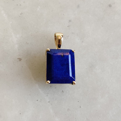 Natural Lapis Lazuli Pendant, 14K Yellow Gold Lapis Lazuli Pendant, Solid Gold Pendant Necklace, September Birthstone, Christmas Gift