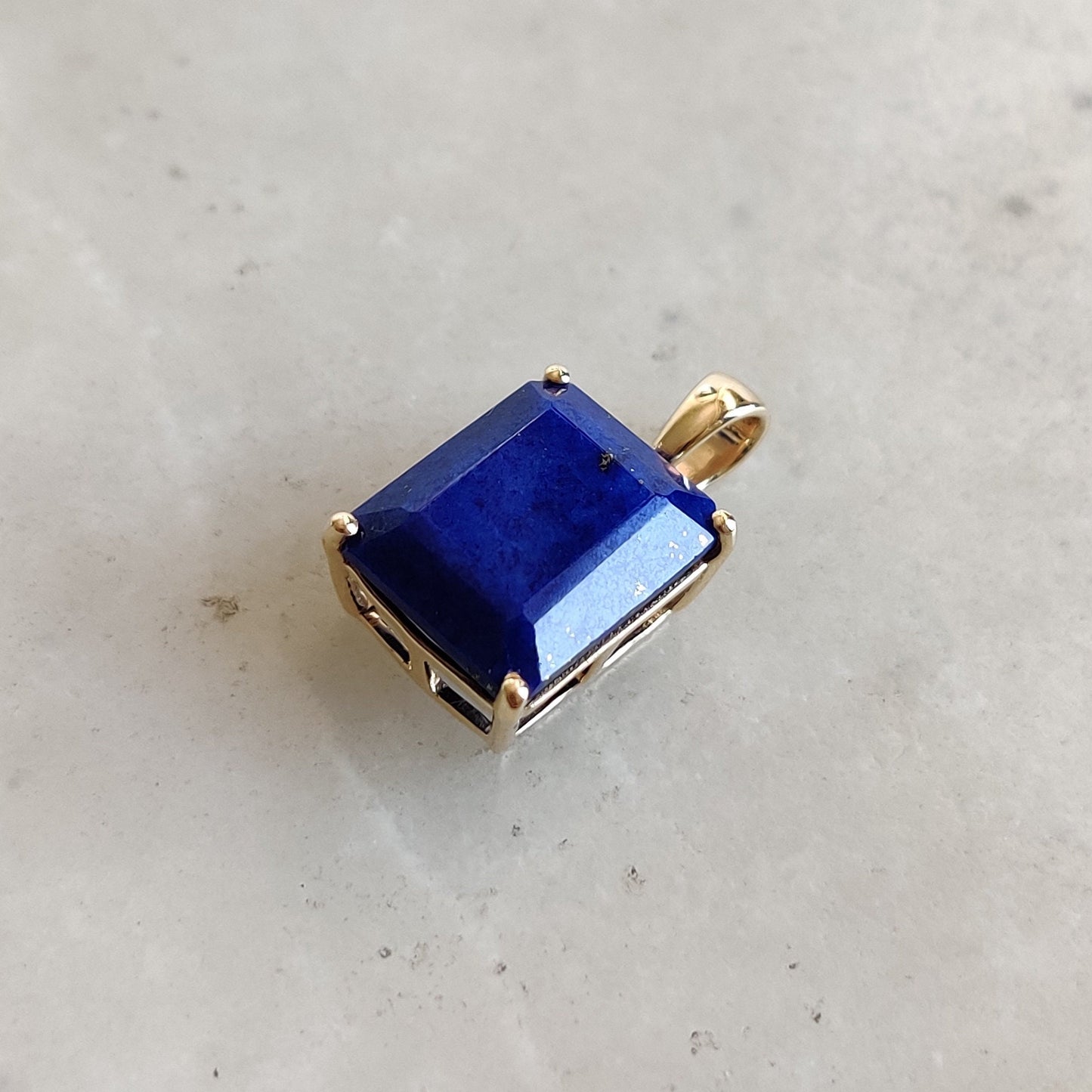 Natural Lapis Lazuli Pendant, 14K Yellow Gold Lapis Lazuli Pendant, Solid Gold Pendant Necklace, September Birthstone, Christmas Gift