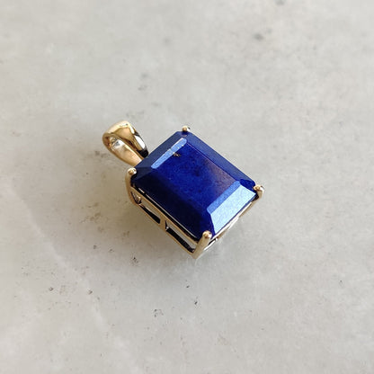 Natural Lapis Lazuli Pendant, 14K Yellow Gold Lapis Lazuli Pendant, Solid Gold Pendant Necklace, September Birthstone, Christmas Gift