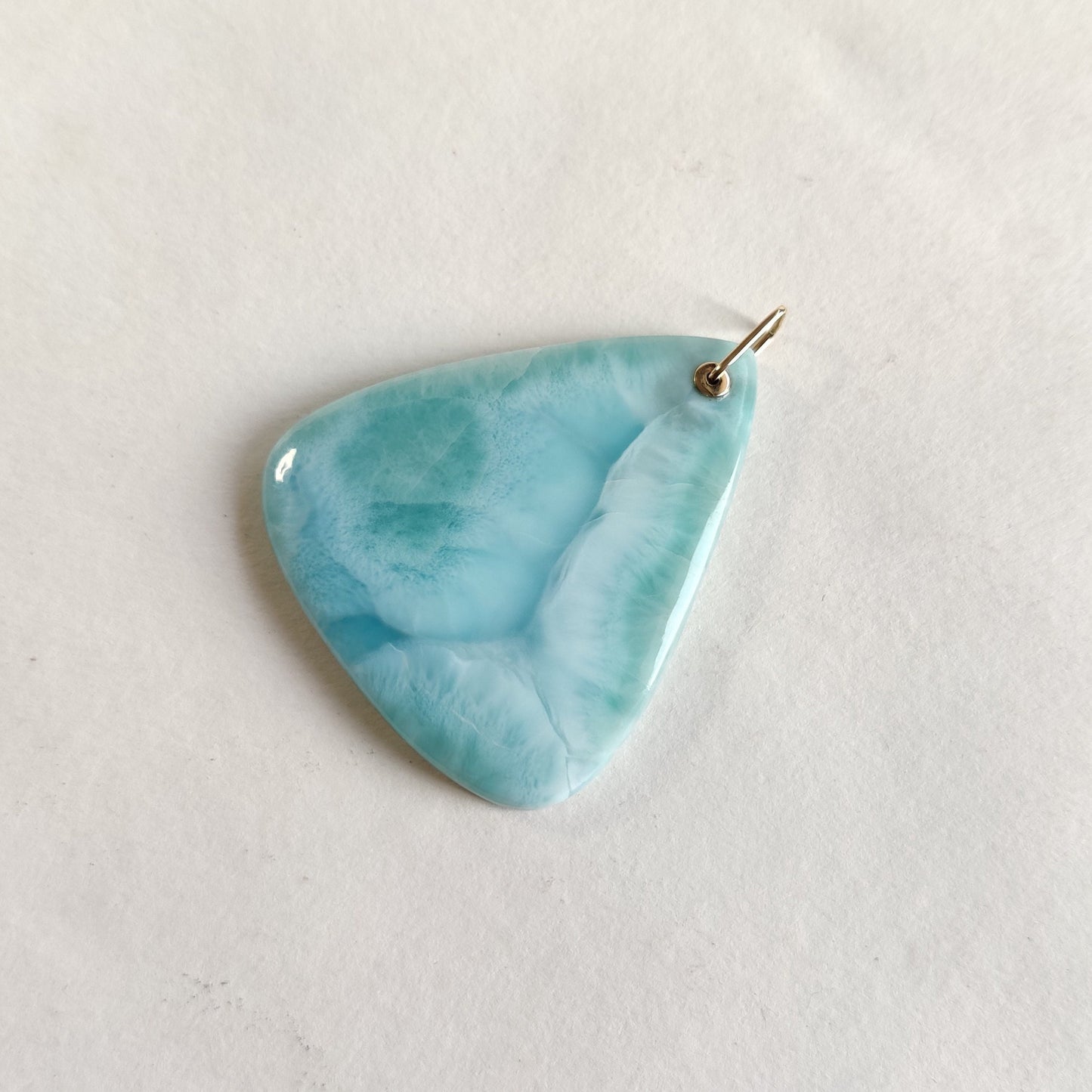 Natural Larimar Pendant, 14K Solid Gold Larimar Pendant, Solid Gold Larimar Drill Pendant, March Birthstone, Christmas Gift, Drill Pendant