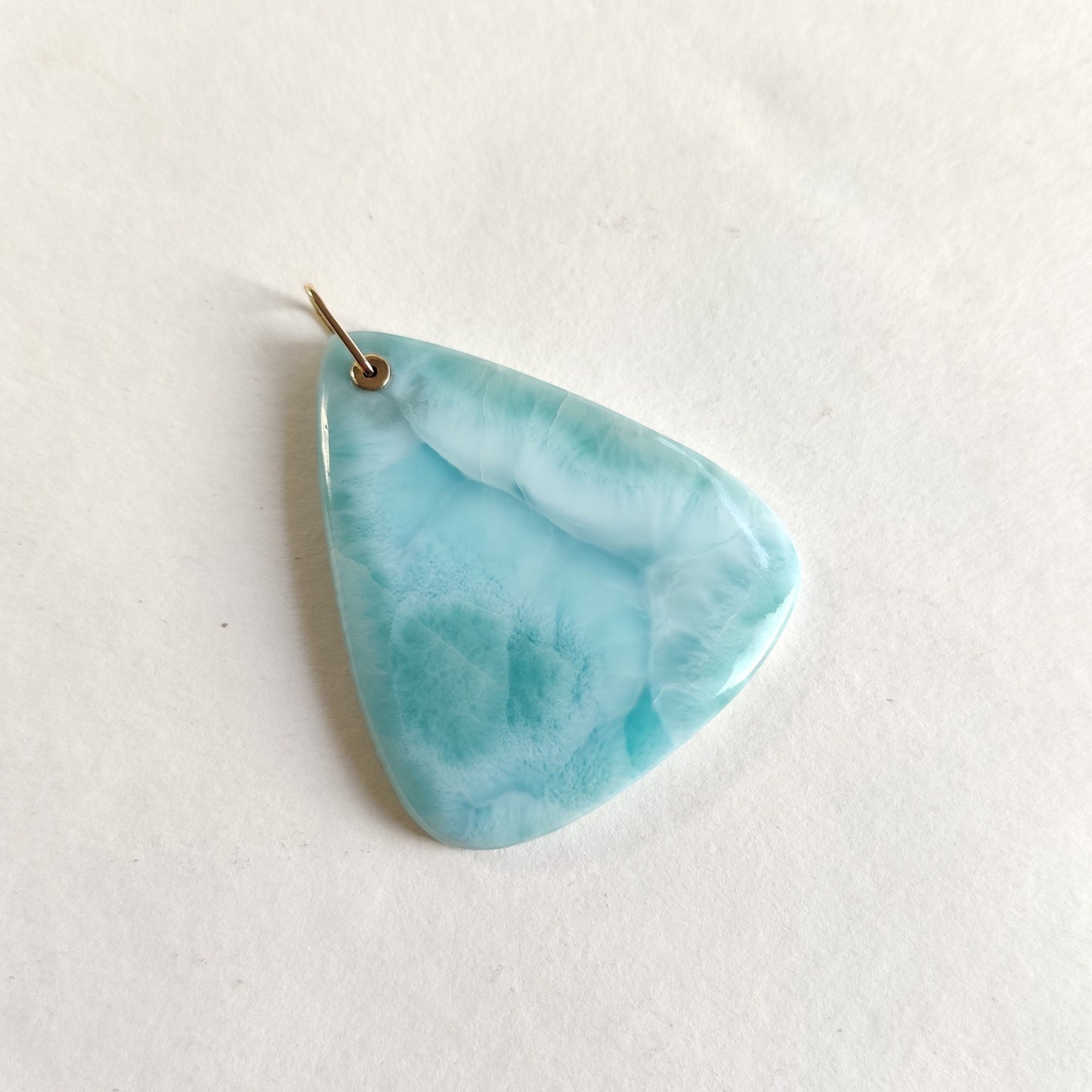 Natural Larimar Pendant, 14K Solid Gold Larimar Pendant, Solid Gold Larimar Drill Pendant, March Birthstone, Christmas Gift, Drill Pendant