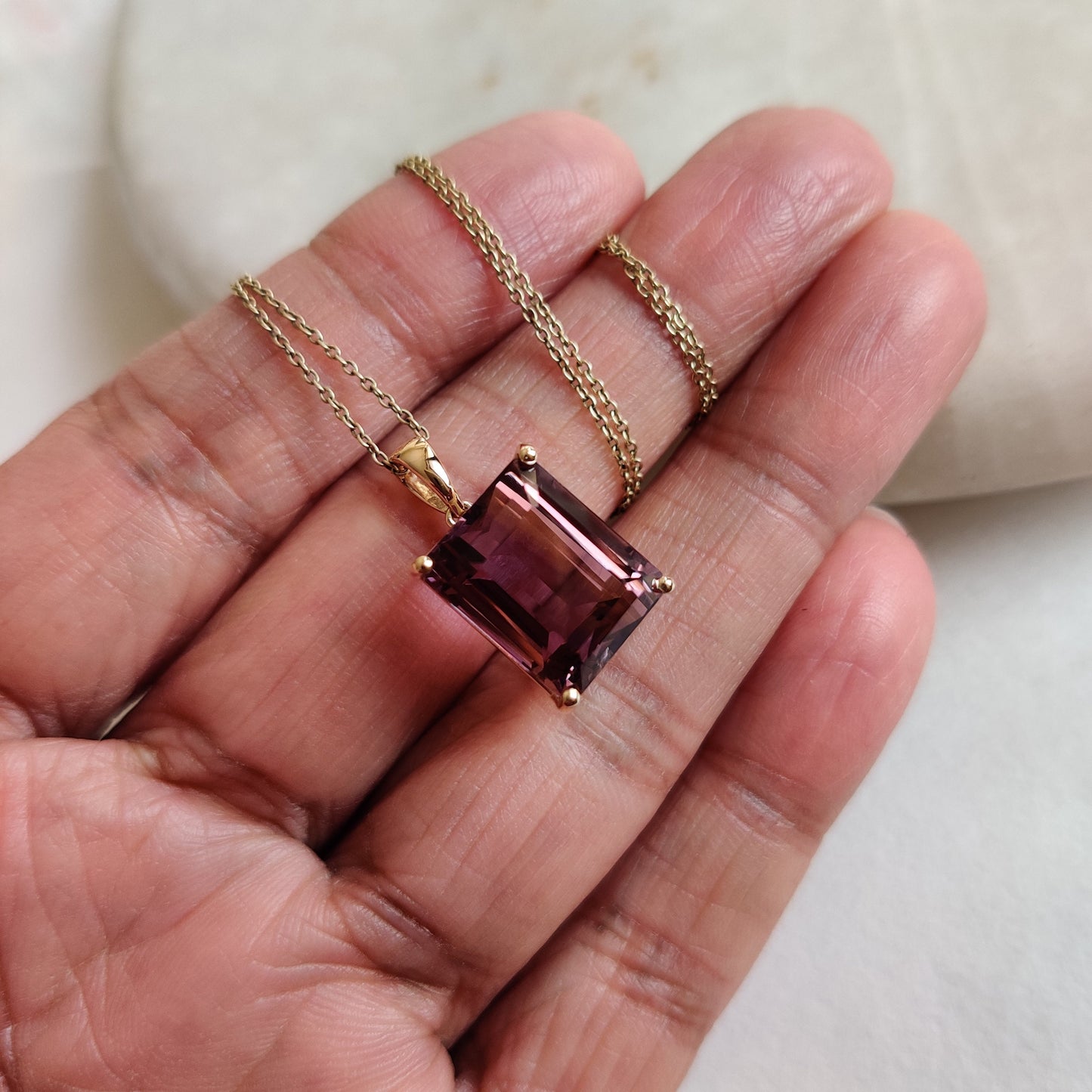 Natural Ametrine Pendant, Purple Amethyst & Citrine Pendant Necklace, 14K Solid Gold Ametrine Pendant, Christmas Gift, Feb Nov Birthstone