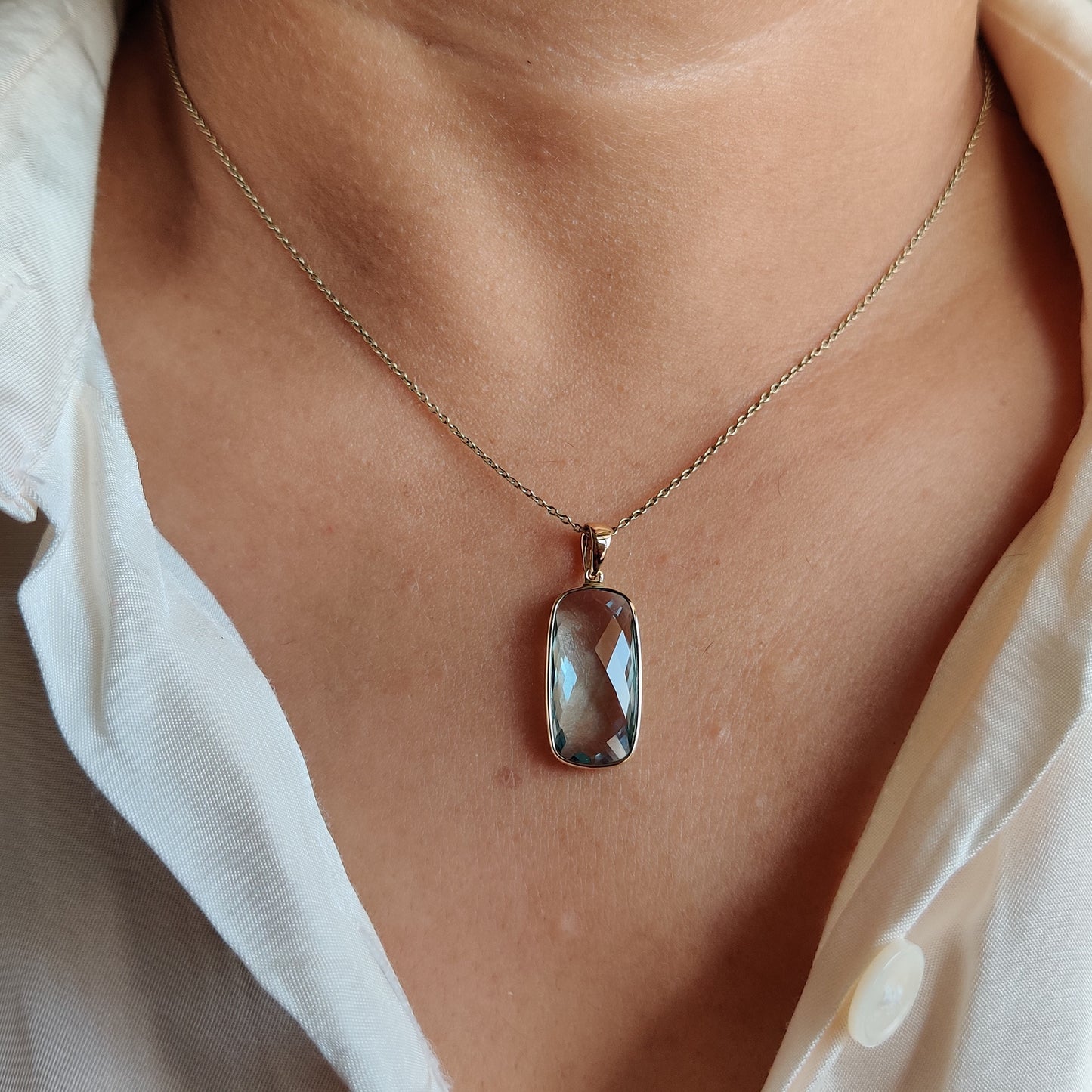 Natural Sky Blue Topaz Pendant, 14K Solid Gold Sky Blue Topaz Pendant, Solid Gold Bezel Pendant, December Birthstone, Christmas Present