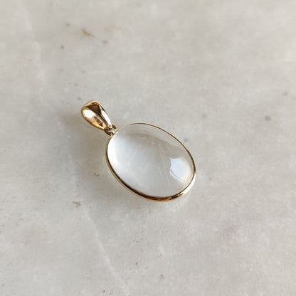 Natural White Moonstone Pendant, 14K Solid Yellow Gold White Moonstone Pendant, June Birthstone, Christmas Gift, White Moonstone Jewelry