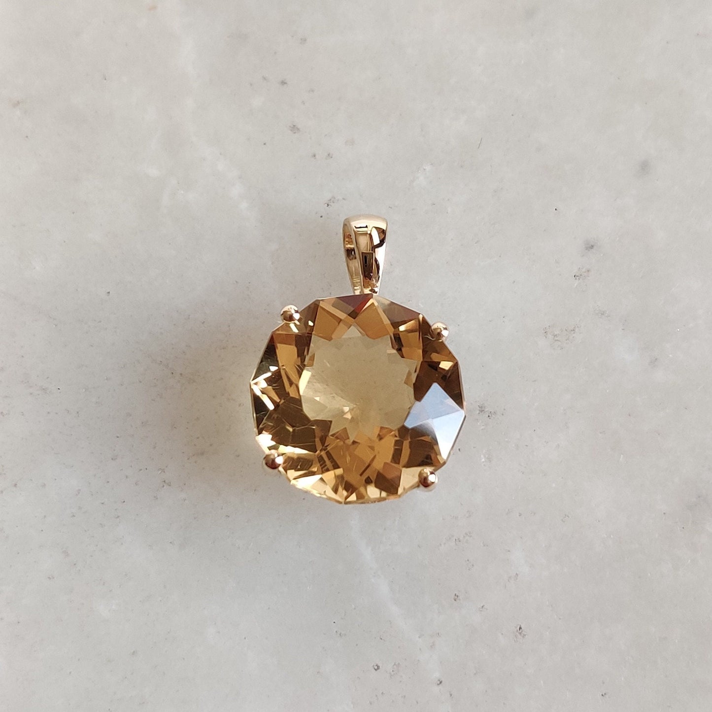 Natural Citrine Pendant, 14K Solid Yellow Gold Citrine Pendant, Citrine Prong Pendant, November Birthstone, Christmas Gift, Citrine Jewelry