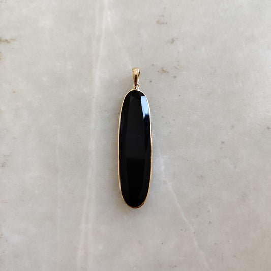 Natural Black Onyx Pendant, 14K Solid Yellow Gold Black Onyx Pendant, Solid Gold Pendant, December Birthstone, Christmas Gift, Onyx Jewelry