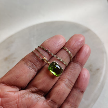 Natural Peridot Pendant, 14K Solid Gold Peridot Pendant, Solid Gold Pendant Necklace, August Birthstone, Peridot Gift, Peridot Jewelry