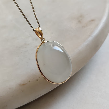 Natural White Moonstone Pendant, 14K Solid Yellow Gold Moonstone Pendant, June Birthstone, Bezel Pendant, Christmas Gift, Moonstone Jewelry