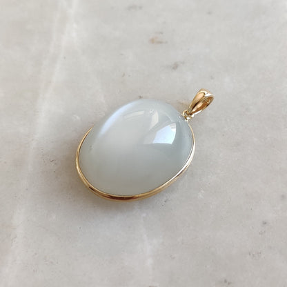 Natural White Moonstone Pendant, 14K Solid Yellow Gold Moonstone Pendant, June Birthstone, Bezel Pendant, Christmas Gift, Moonstone Jewelry