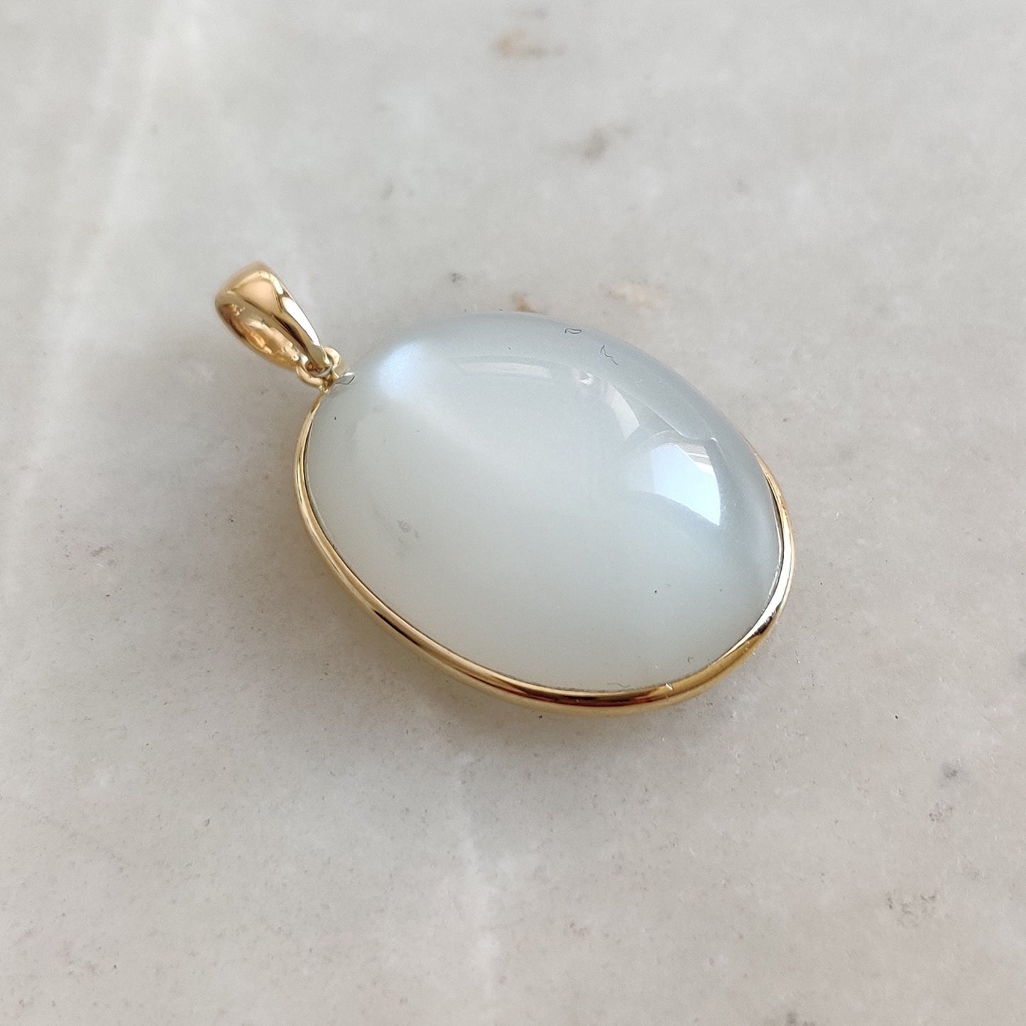 Natural White Moonstone Pendant, 14K Solid Yellow Gold Moonstone Pendant, June Birthstone, Bezel Pendant, Christmas Gift, Moonstone Jewelry