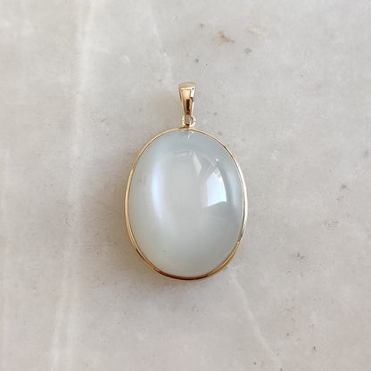 Natural White Moonstone Pendant, 14K Solid Yellow Gold Moonstone Pendant, June Birthstone, Bezel Pendant, Christmas Gift, Moonstone Jewelry