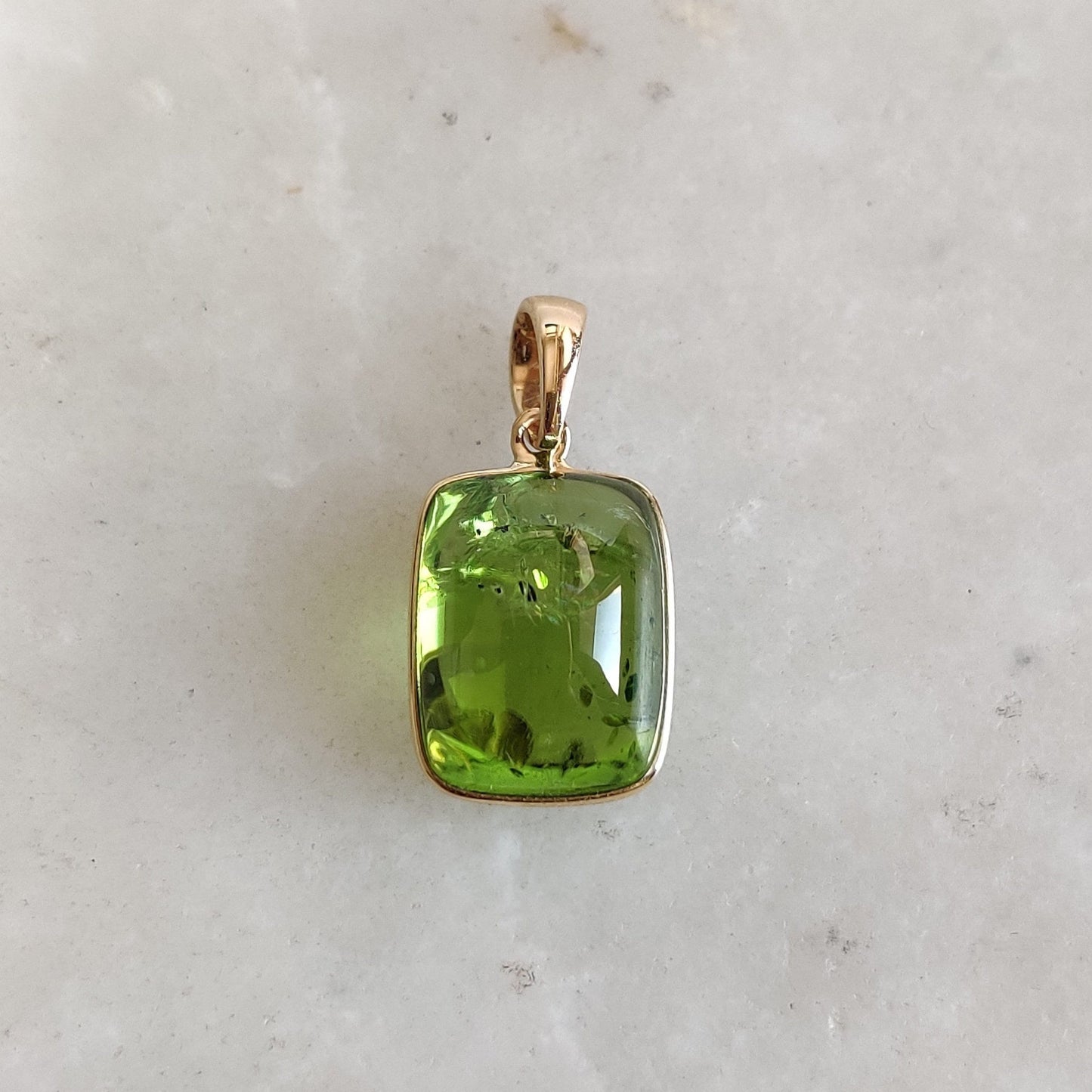 Natural Peridot Pendant, 14K Solid Gold Peridot Pendant, Solid Gold Pendant Necklace, August Birthstone, Peridot Gift, Peridot Jewelry