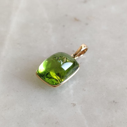 Natural Peridot Pendant, 14K Solid Gold Peridot Pendant, Solid Gold Pendant Necklace, August Birthstone, Peridot Gift, Peridot Jewelry