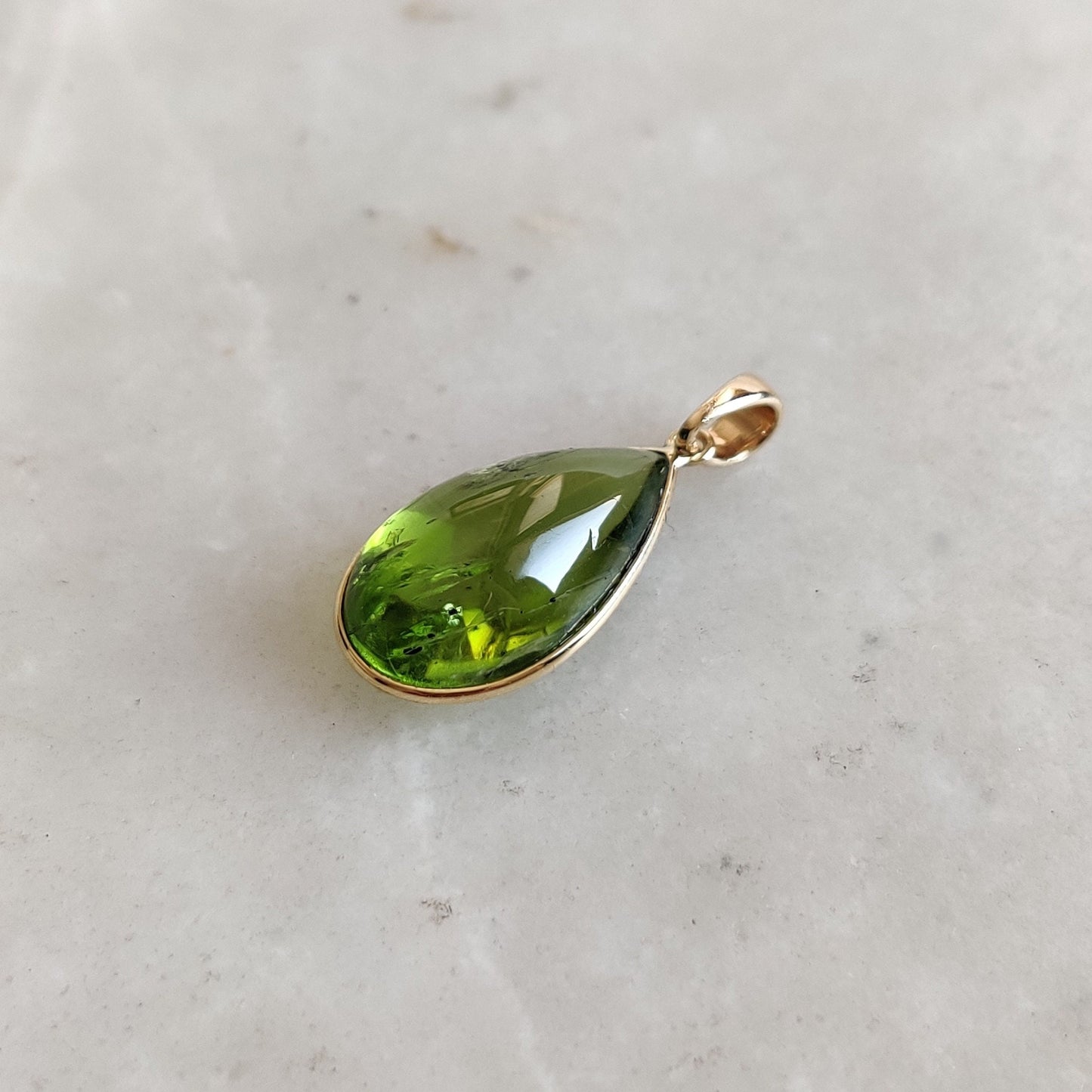 Natural Peridot Pendant, 14K Solid Gold Peridot Pendant, Solid Gold Pendant Necklace, August Birthstone, Christmas Gift, Peridot Jewelry