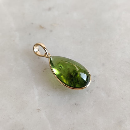 Natural Peridot Pendant, 14K Solid Gold Peridot Pendant, Solid Gold Pendant Necklace, August Birthstone, Christmas Gift, Peridot Jewelry