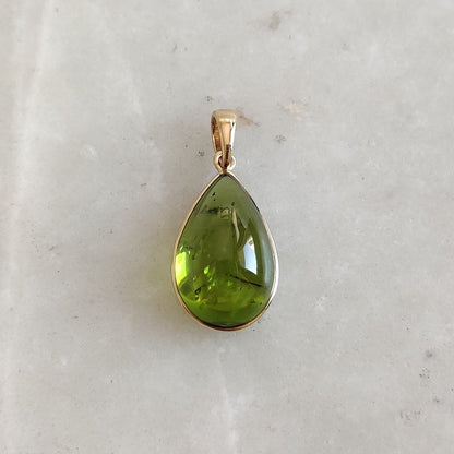 Natural Peridot Pendant, 14K Solid Gold Peridot Pendant, Solid Gold Pendant Necklace, August Birthstone, Christmas Gift, Peridot Jewelry