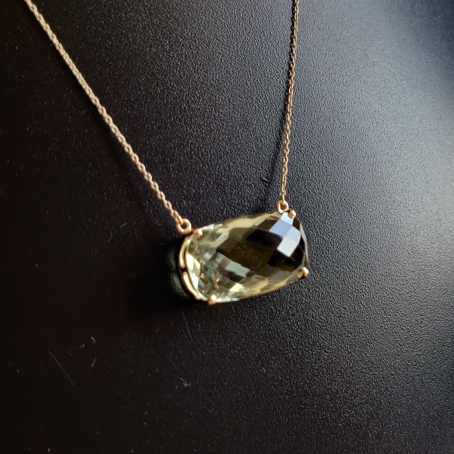 Natural Green Amethyst Pendant, 14K Solid Gold Green Amethyst Pendant, Cushion Brio Oval Pendant, February Birthstone, Christmas Gift