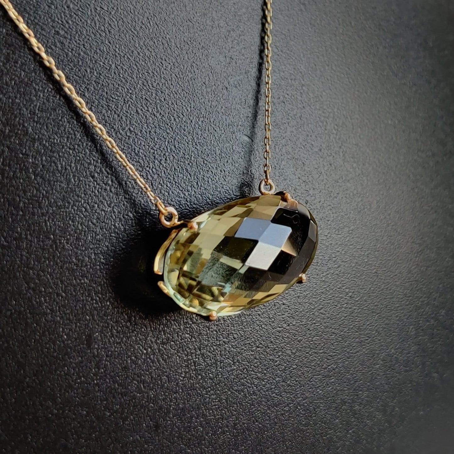 Natural Green Amethyst Pendant, 14K Solid Gold Green Amethyst Pendant, Solid Gold Pendant Necklace, February Birthstone, Christmas Gift