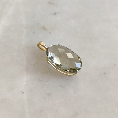 Natural Green Amethyst Pendant, 14K Solid Gold Green Amethyst Pendant, Solid Gold Pendant Necklace, February Birthstone, Christmas Gift