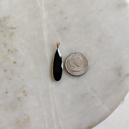 Natural Black Onyx Pendant, 14K Solid Gold Black Onyx Pendant,Black Onyx Gold Pendant Necklace, December Birthstone, Christmas Gift,