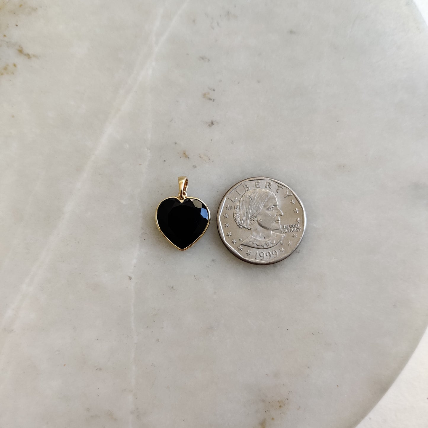 Natural Black Onyx Heart Pendant, 14K Solid Yellow Gold Onyx Pendant, Christmas Gift, Heart Pendant, December Birthstone, Black Onyx Jewelry