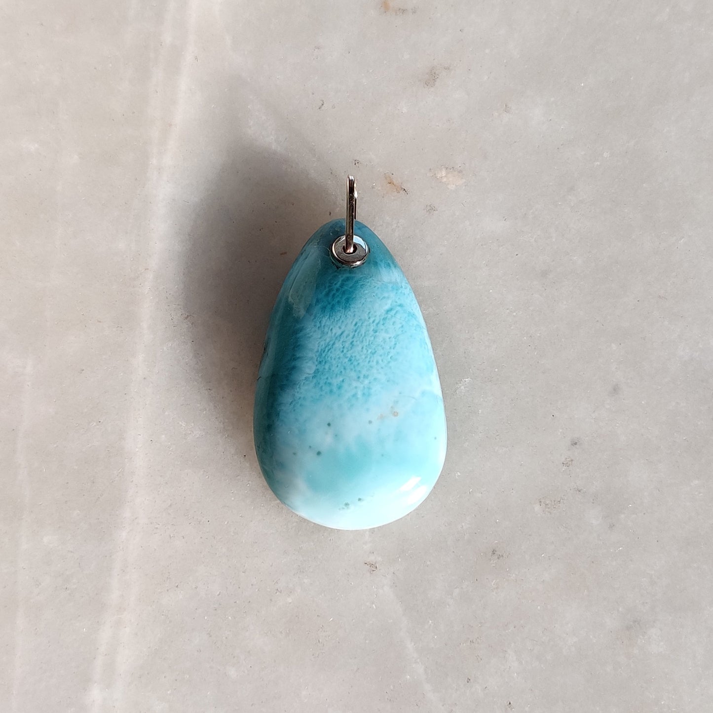 Natural Larimar Pendant, 14K Solid Gold Larimar Pendant, Solid Gold Larimar Drill Pendant Necklace, March Birthstone, Christmas Gift