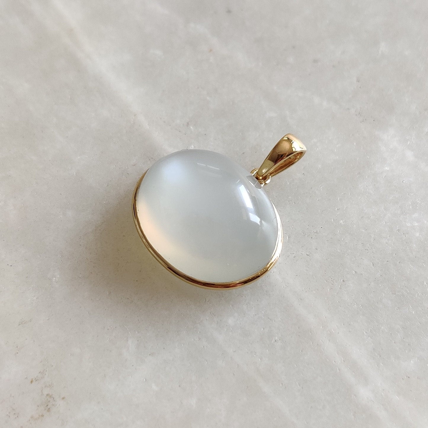 Natural White Moonstone Pendant, 14K Solid Yellow Gold White Moonstone Pendant, June Birthstone, Anniversary Gift, White Moonstone Jewelry