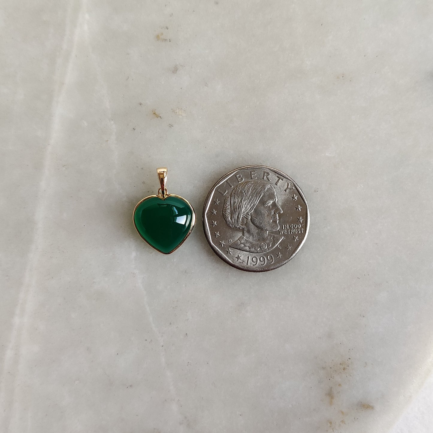 Natural Green Onyx Pendant, 14K Solid Yellow Gold Green Onyx Pendant, Bezel Pendant , May Birthstone Pendant, Heart Pendant, Onyx Jewelry