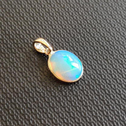 Natural Ethiopian Opal Pendant,14K Solid Gold Opal Pendant, Solid Gold Pendant Necklace, October Birthstone, Anniversary Gift, Birthday Gift