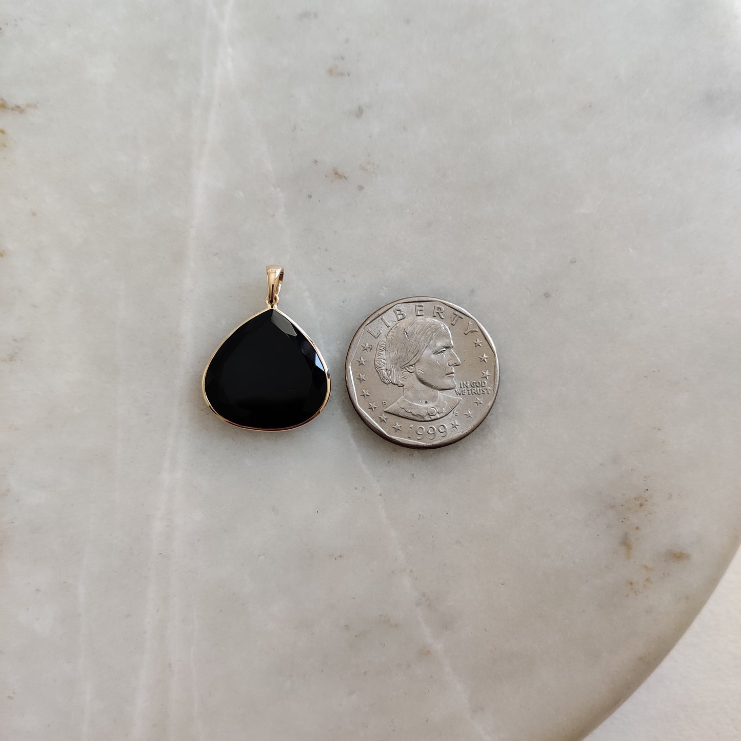 Natural Black Onyx Pendant, 14K Solid Yellow Gold Black Onyx Pendant, December Birthstone Pendant, Christmas Present, Black Onyx Jewelry