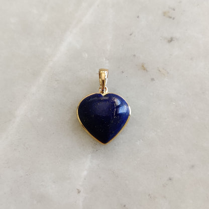 Natural Lapis Lazuli Heart Pendant, 14K Yellow Gold Lapis Lazuli Pendant, Solid Gold Heart Pendant, September Birthstone, Christmas Gift