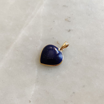 Natural Lapis Lazuli Heart Pendant, 14K Yellow Gold Lapis Lazuli Pendant, Solid Gold Heart Pendant, September Birthstone, Christmas Gift