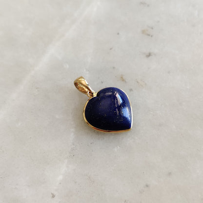 Natural Lapis Lazuli Heart Pendant, 14K Yellow Gold Lapis Lazuli Pendant, Solid Gold Heart Pendant, September Birthstone, Christmas Gift