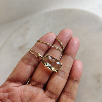 Natural Green Amethyst Pendant, 14K Solid Gold Green Amethyst Pendant, Solid Gold Prong Pendant, February Birthstone, Christmas Gift