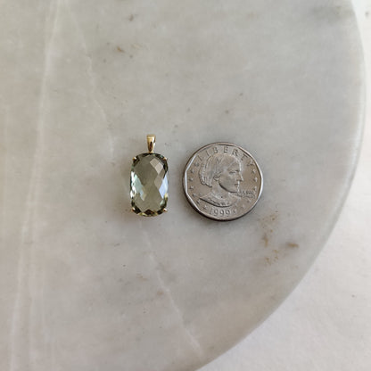 Natural Green Amethyst Pendant, 14K Solid Gold Green Amethyst Pendant, Solid Gold Prong Pendant, February Birthstone, Christmas Gift