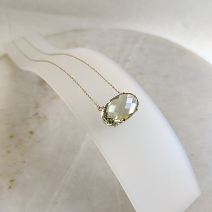 Natural Green Amethyst Pendant, 14K Solid Gold Green Amethyst Pendant, Solid Gold Pendant Necklace, February Birthstone, Christmas Gift