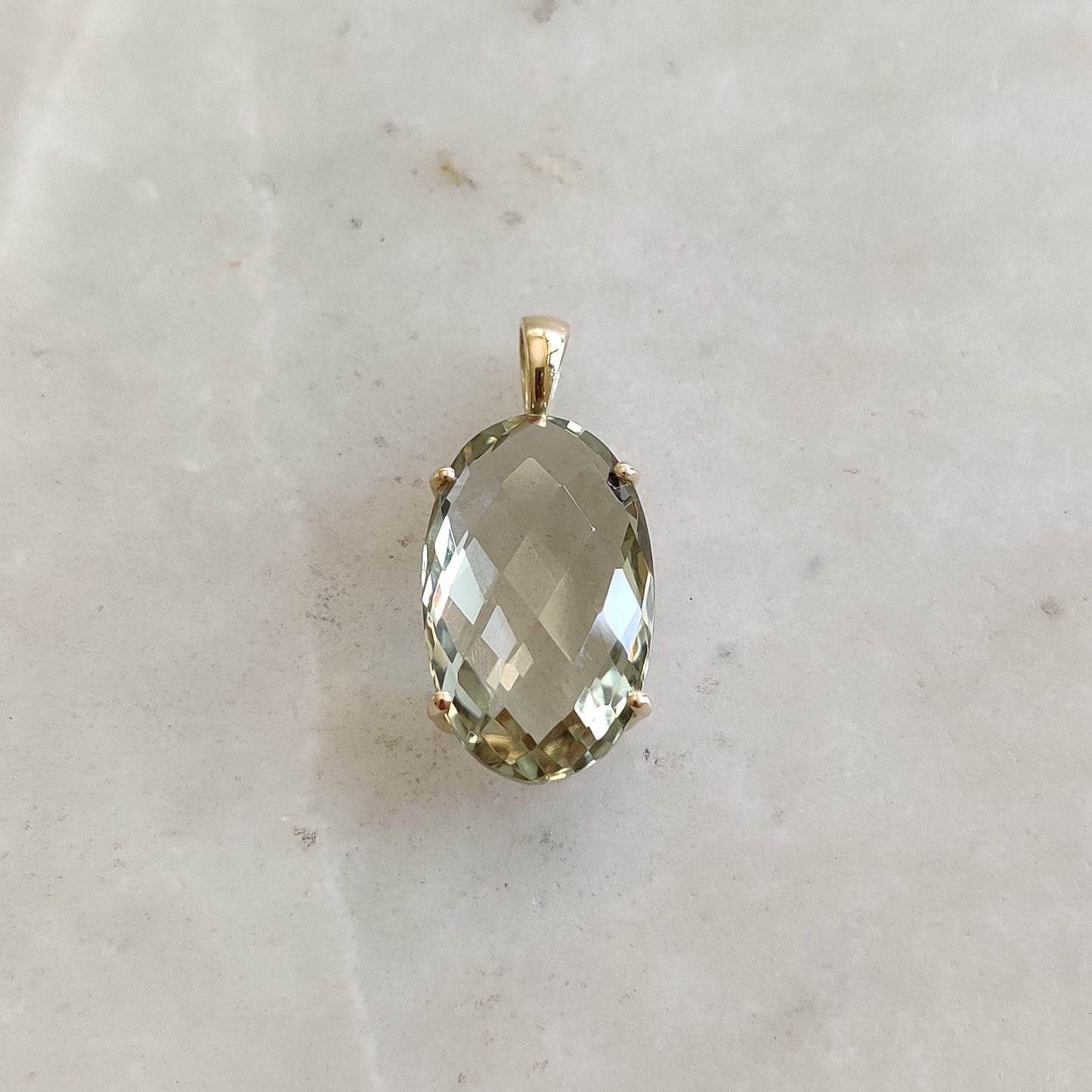 Natural Green Amethyst Pendant, 14K Solid Gold Green Amethyst Pendant, Solid Gold Pendant Necklace, February Birthstone, Christmas Gift