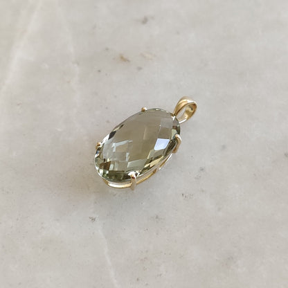 Natural Green Amethyst Pendant, 14K Solid Gold Green Amethyst Pendant, Solid Gold Pendant Necklace, February Birthstone, Christmas Gift