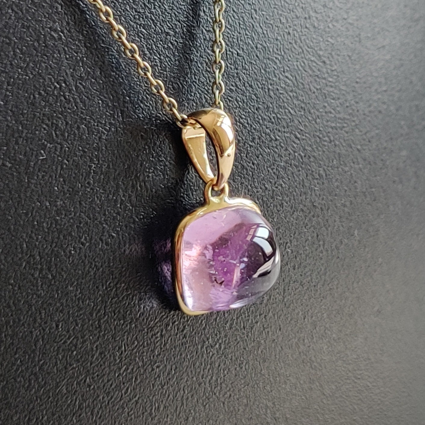 Natural Kunzite Pendant, 14K Solid Yellow Gold Kunzite Pendant, Square Bezel Pendant, October Birthstone, Kunzite Jewelry, Christmas Present