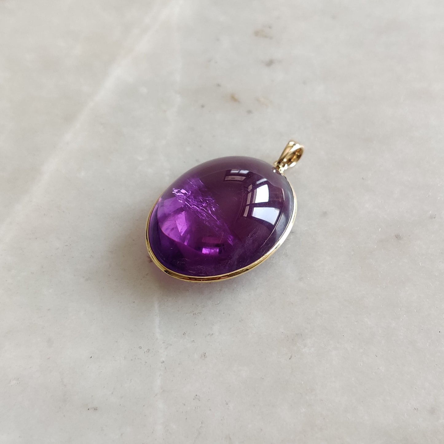 Natural Purple Amethyst Pendant, 14K Solid Gold Purple Amethyst Pendant, Solid Gold Bezel Pendant, February Birthstone, Christmas Gift