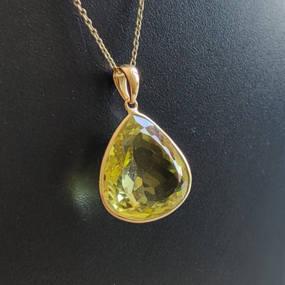 Natural Lemon Topaz Pendant, 14K Solid Yellow Gold Lemon Topaz Pendant, November Birthstone Pendant, Topaz Jewelry, Christmas Present