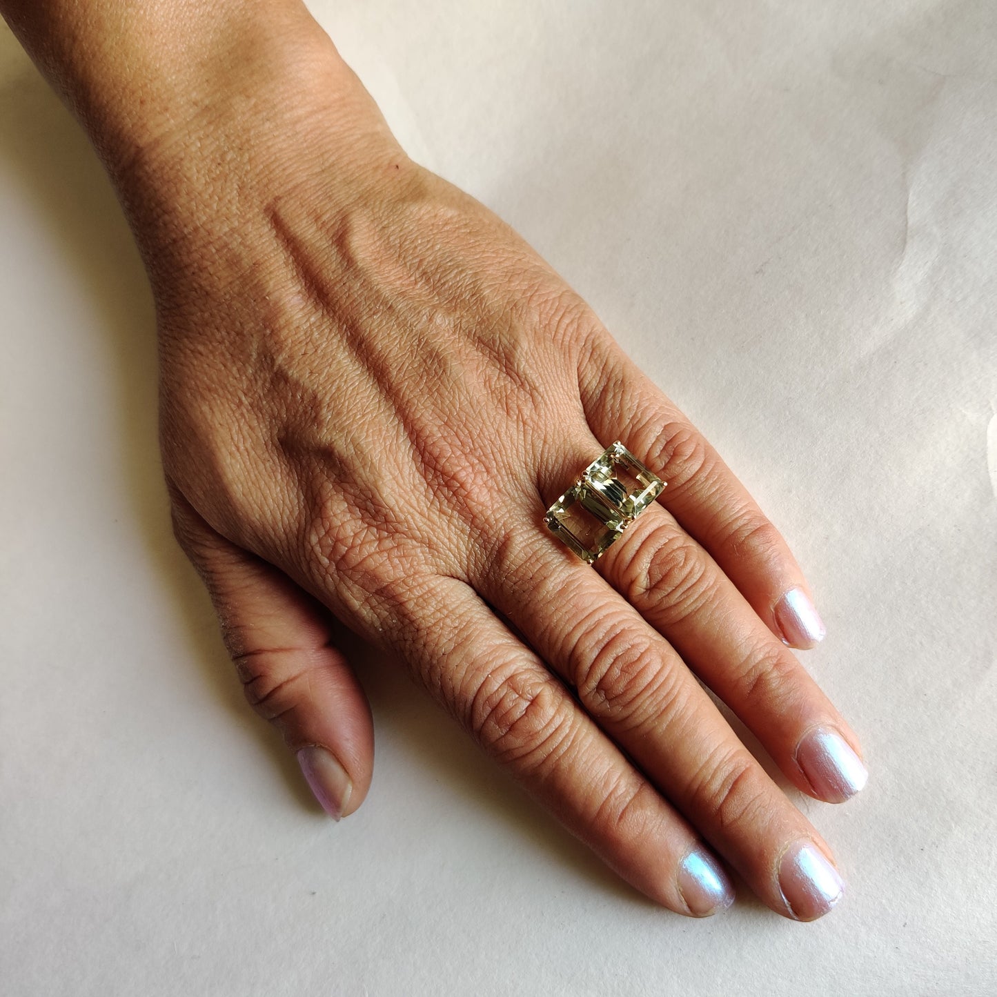 Natural Green Amethyst Ring, 14k Solid Yellow Gold Ring, AAA Grade Green Amethyst Ring, February Birthstone, Green Amethyst Jewelry