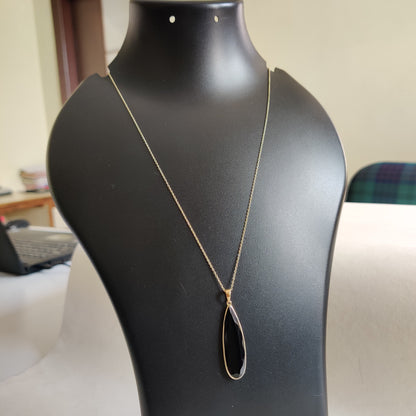 Natural Black Onyx Pendant, 14K Solid Gold Black Onyx Pendant,Black Onyx Gold Pendant Necklace, December Birthstone, Christmas Gift,