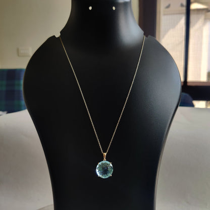 Colgante de topacio azul cielo natural, colgante de topacio azul cielo de oro amarillo macizo de 14 quilates, colgante de punta, colgante con piedra de nacimiento de diciembre, regalo de Navidad