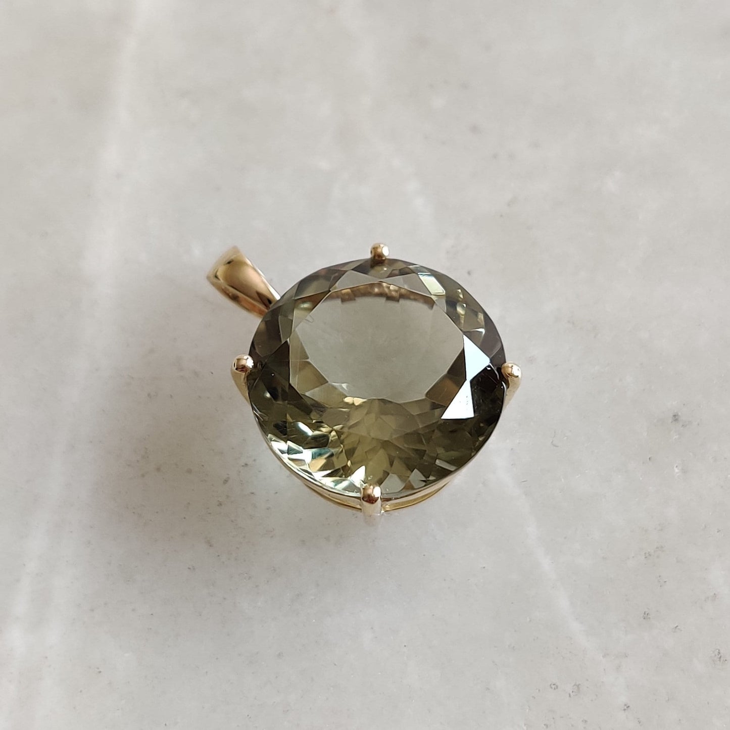 Natural Green Amethyst Pendant, 14K Solid Yellow Gold Green Amethyst Pendant, Green Amethyst Jewelry, February Birthstone, Amethyst Jewelry